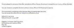 Screenshot: HMRC phishing mail 