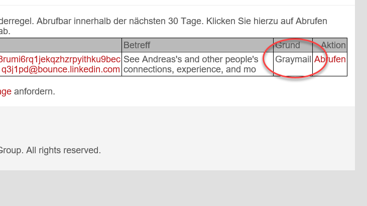 Dem Graymail-Filter geht auch Spam ins Netz