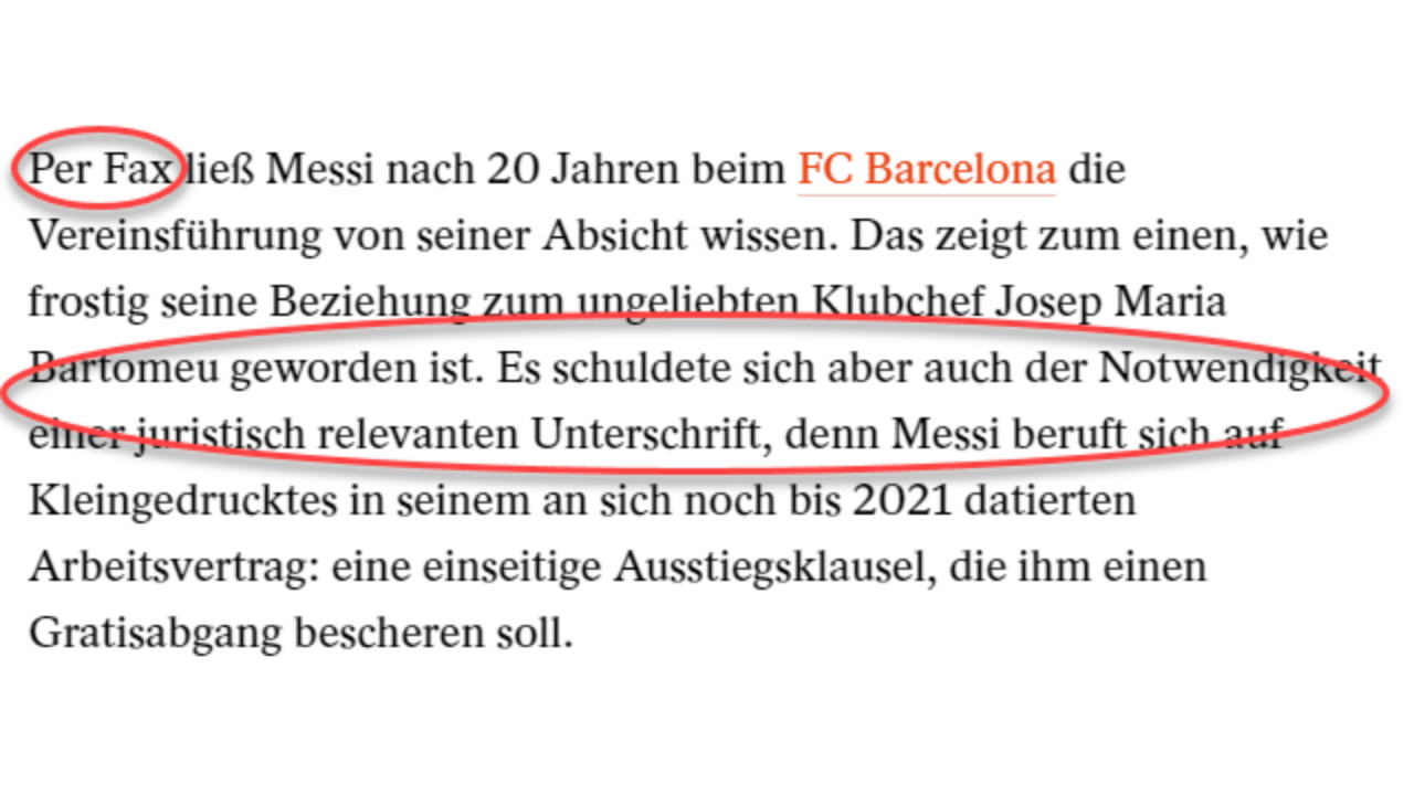 Messi per Fax