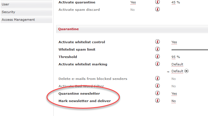 Newsletter settings in EAS