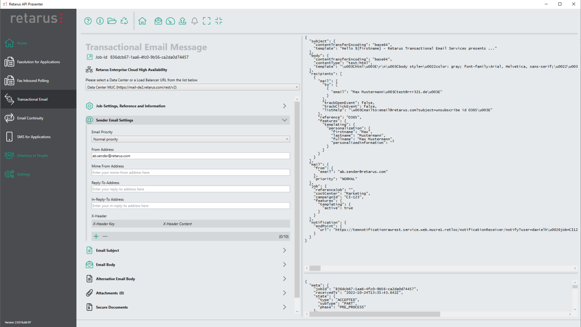 We proudly present: The Retarus API Presenter