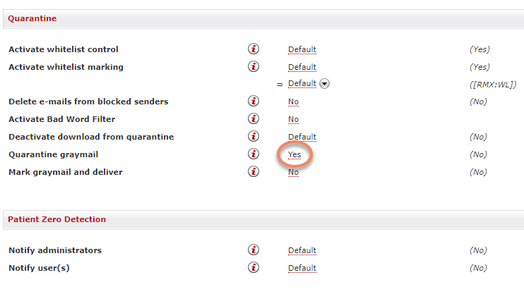 EAS Graymail settings