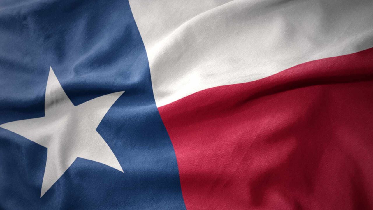 waving colorful flag of texas state.