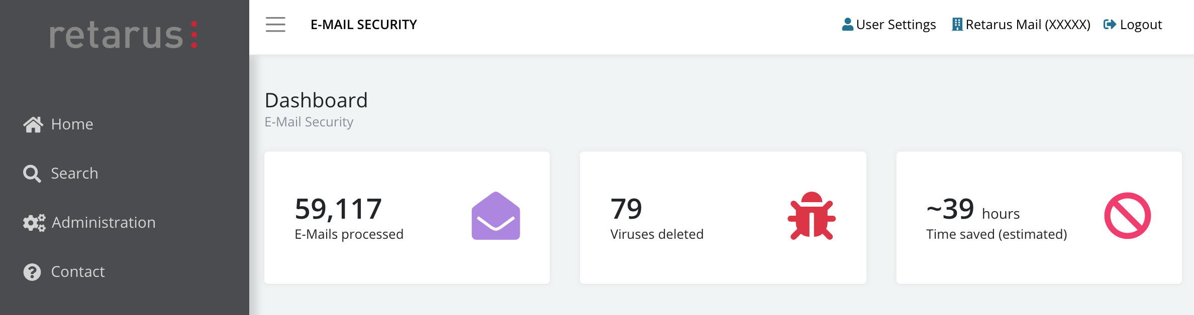 EAS E-Mail Dashboard Screenshot