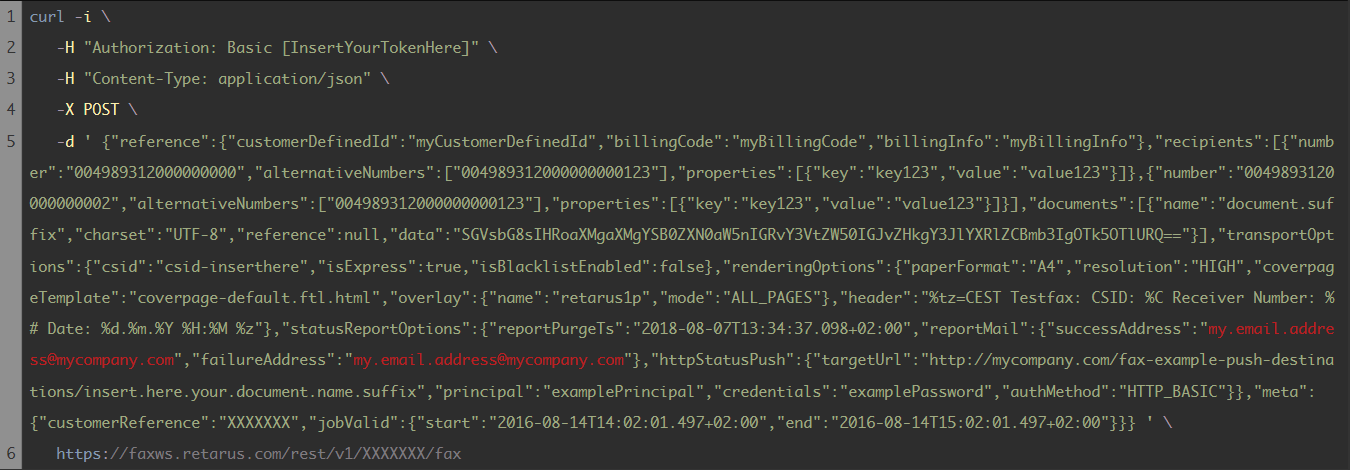 Versand-API via REST mit allen Optionen