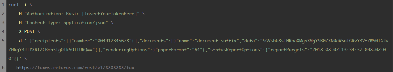 Versand-API via REST mit den wichtigsten Parametern