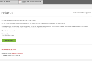 E-Mail aus WebConnect for Suppliers