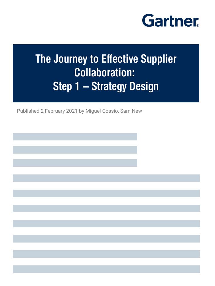 Rapport de Gartner : The Journey to Effective Supplier Collaboration – Step 1: Strategy Design