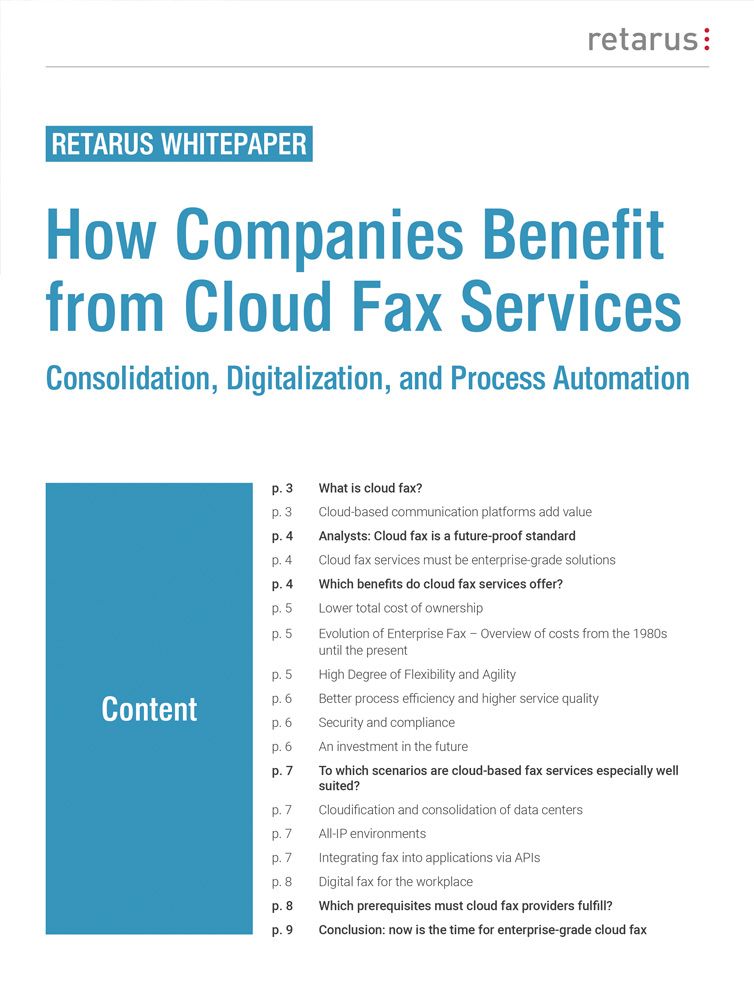 Informe técnico de Retarus: Cómo se benefician las empresas de los servicios de fax en la nube