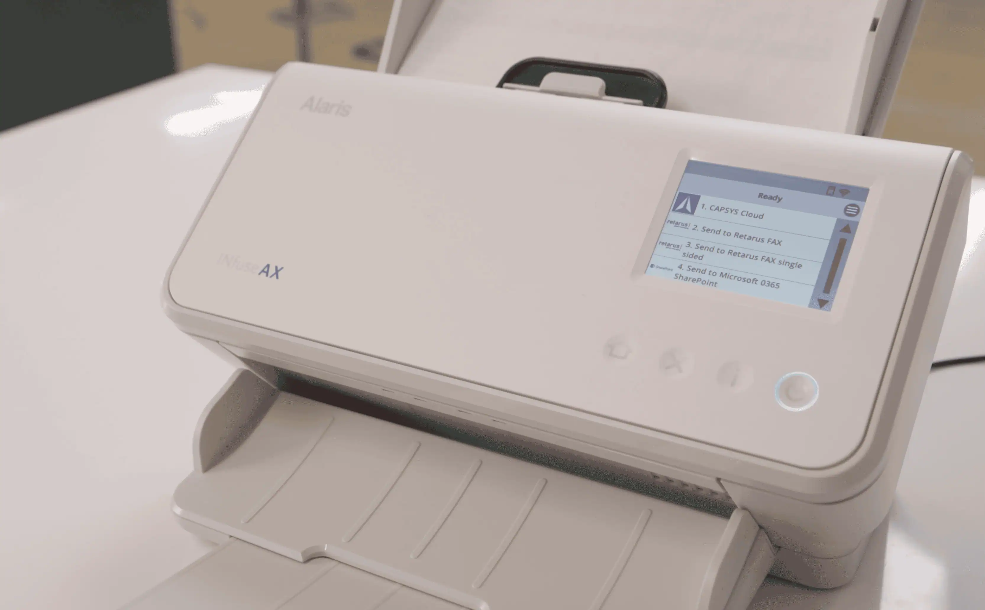 Smart Scan to Fax solution A Kodak Alaris INfuse device with fully integrated Retarus "Scan to Fax" solution.