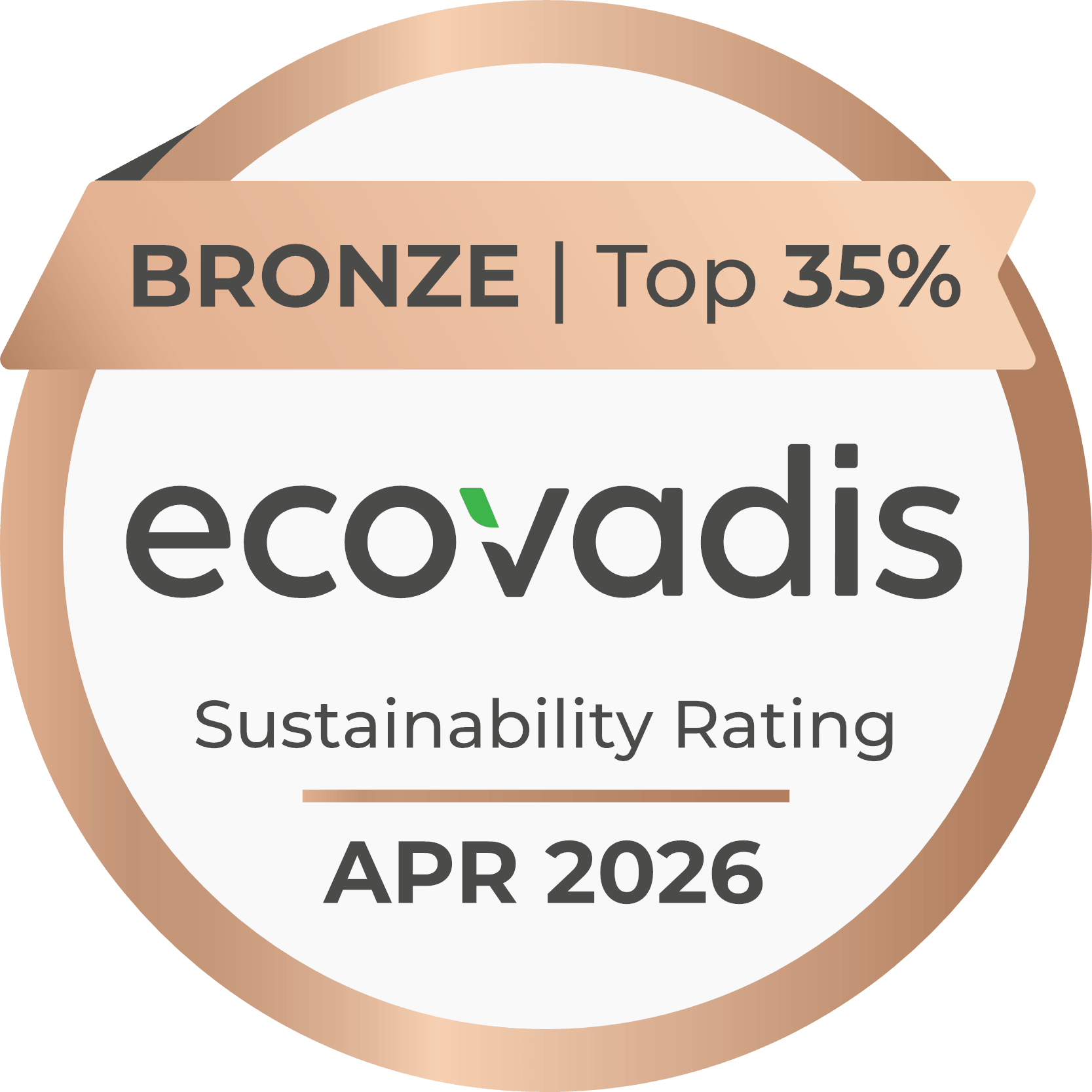 ecovadis Sustainability Rating - April 2026 ecovadis Sustainability Rating - April 2026 - Bronze - Top 35%